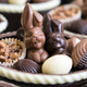 chocolate bunnies in an Easter basket
